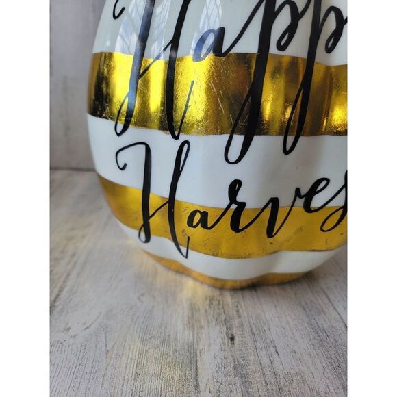 Robert Stanley happy harvest large ceramic pumpkin Halloween fall decor - Picture 5 of 9